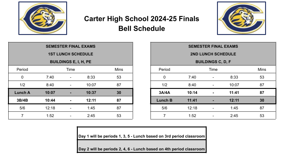 Finals Schedule